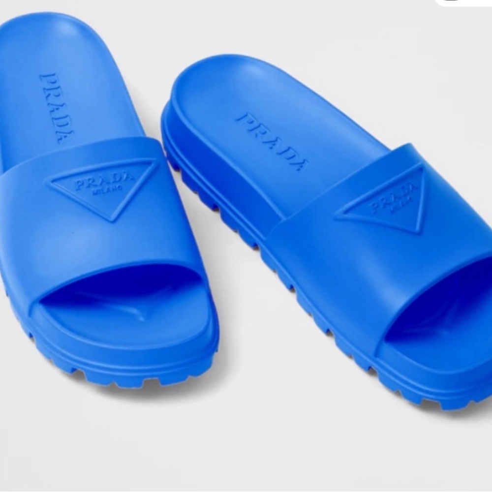 Prada Vibrant Blue Slide Sandals
